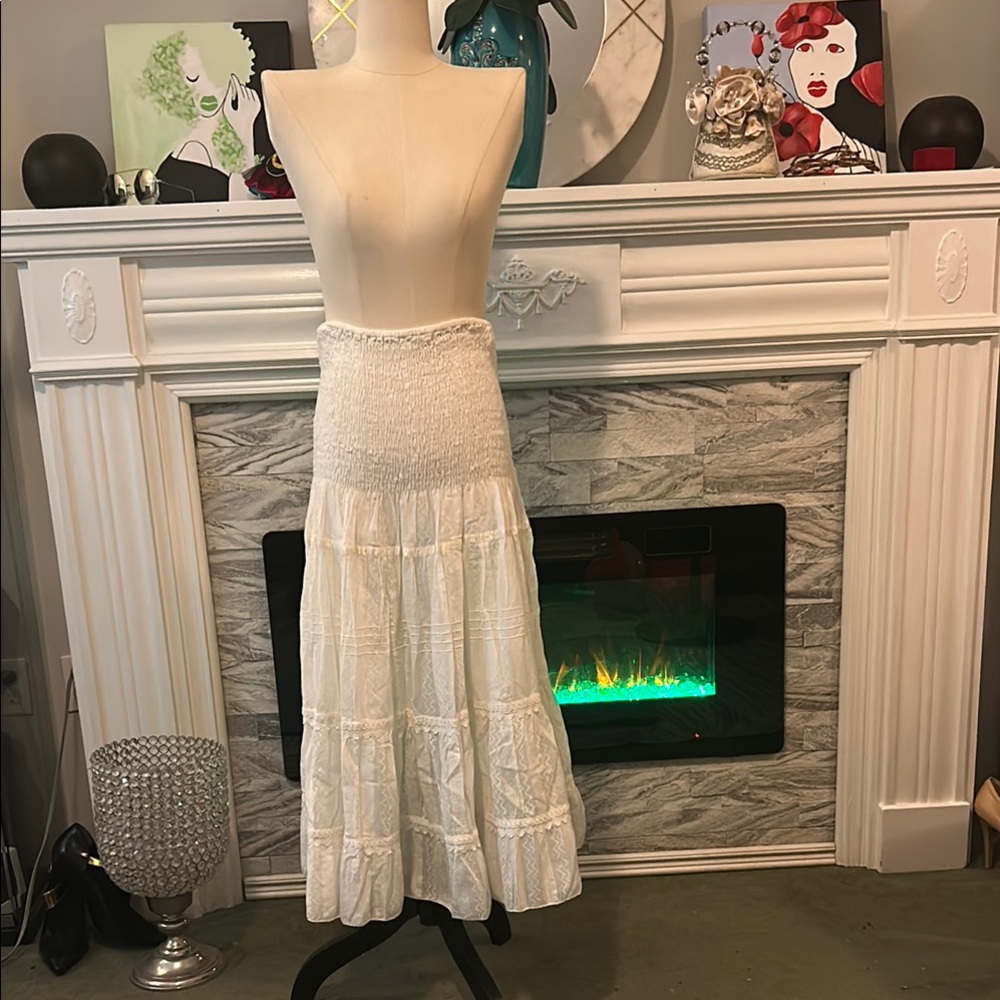 Double Decker White Maxi Skirt/ tank top dress